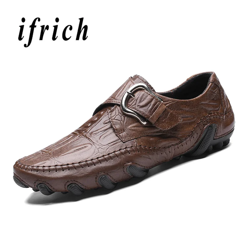 

Youth Fashion Mens Shoes Brown Black Big Size 45 46 47 Shoes Comfortable Men Walking Driver Footwear Genuine Leather Flats Shoes