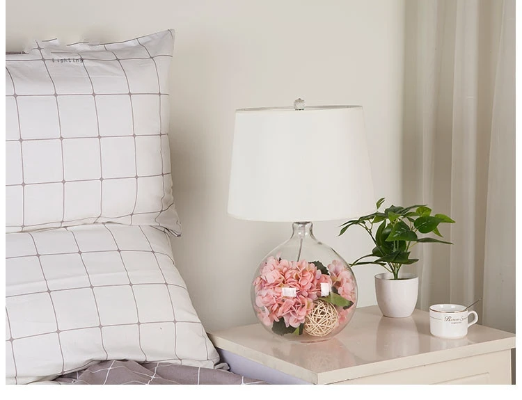 Candeeiro de Mesa de Vidro Lâmpada de Mesa Nórdico Moderno Flores Decorar Cabeceira Noite Jardim Americano Criativo Simples Lampara pé 11 jardim americano criativo simples lampara pé