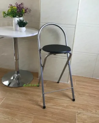 Modern Folding bar stool High foot Chair backrest Seat chair For Man/Woman metal pipe Wine pub stool with high density board