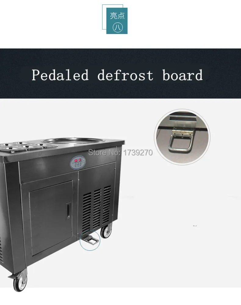 Нержавеющая сталь одна сковорода двойной компрессор жарки машина для мороженого, машина для мороженого, машина для жареного мороженого рулон с 35L морозильной камерой