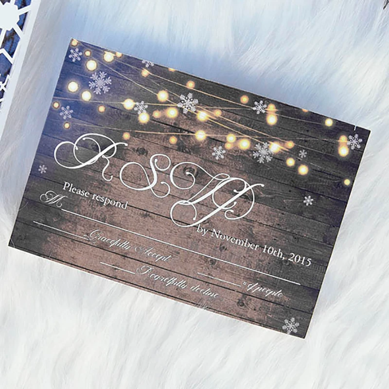  10 Sets Design Snow Pattern White Ivory Wedding Invitations Cards Blank Print Send Ribbons Envelope - 32867661469