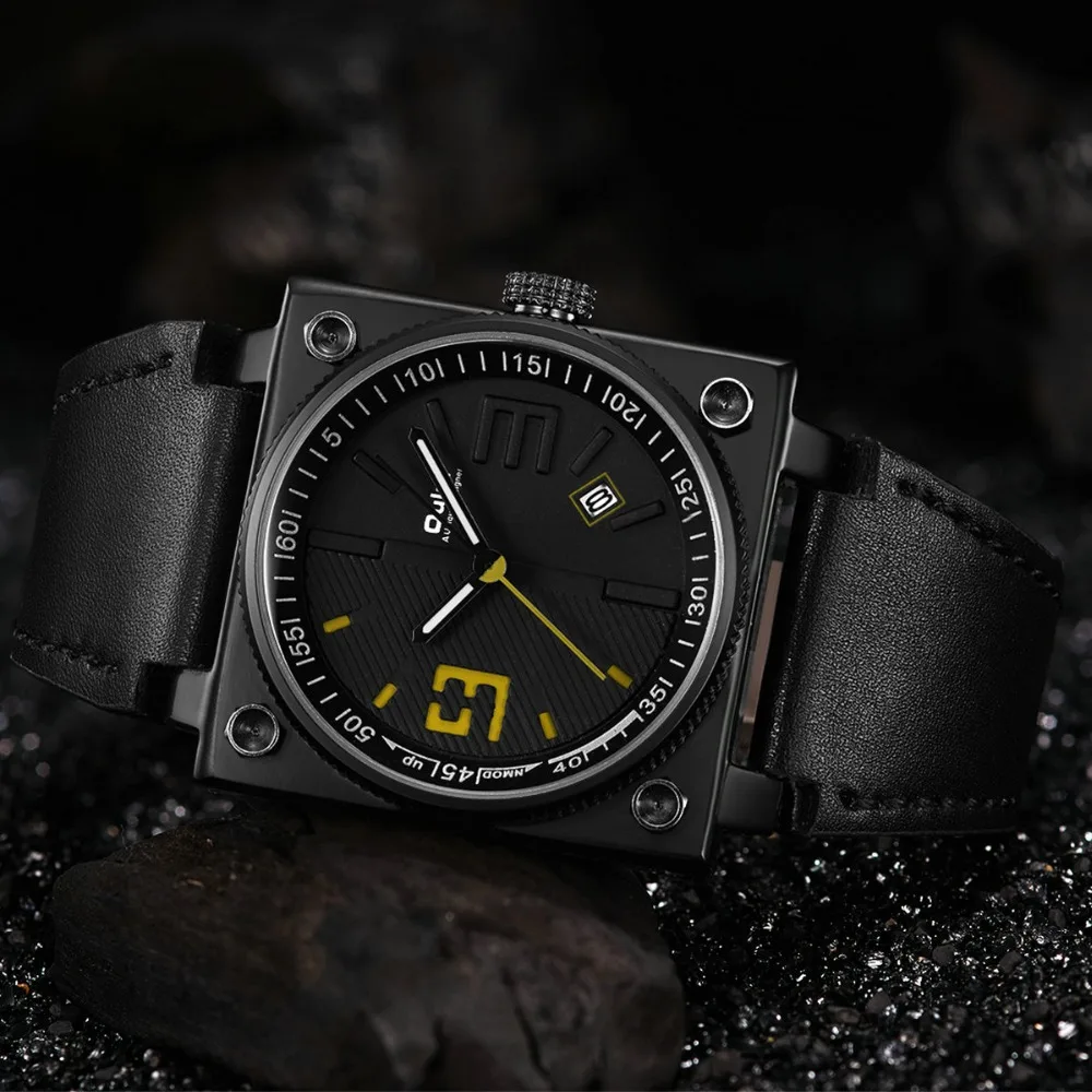 

OULM 2018 New Quartz Watch Men Analog Clock Yellow Contrast Color Fashion Casual Waterproof Top Brand Luxury Wrist Watches