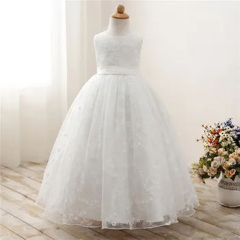 

Solid Children Dress 2018 New Style Cute Ball Gown Baby Girl Dresses Sleeveless O-neck Kids Wedding And Party Clothing Dress