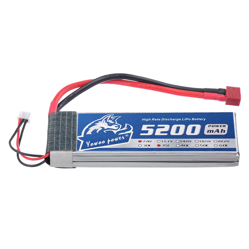 

YOWOO 2S Lipo 2S Battery 7.4v 5200mAh 35C MAX 70C 2S 1P Lithium-Polymer Batterie Drone AKKU For Car Boat Helicopter Quadcopter 1