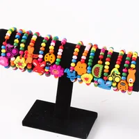 Wholesale 20 pieces / batch fashion cute color bracelet set mixed color small wooden beads beaded children's bracelet