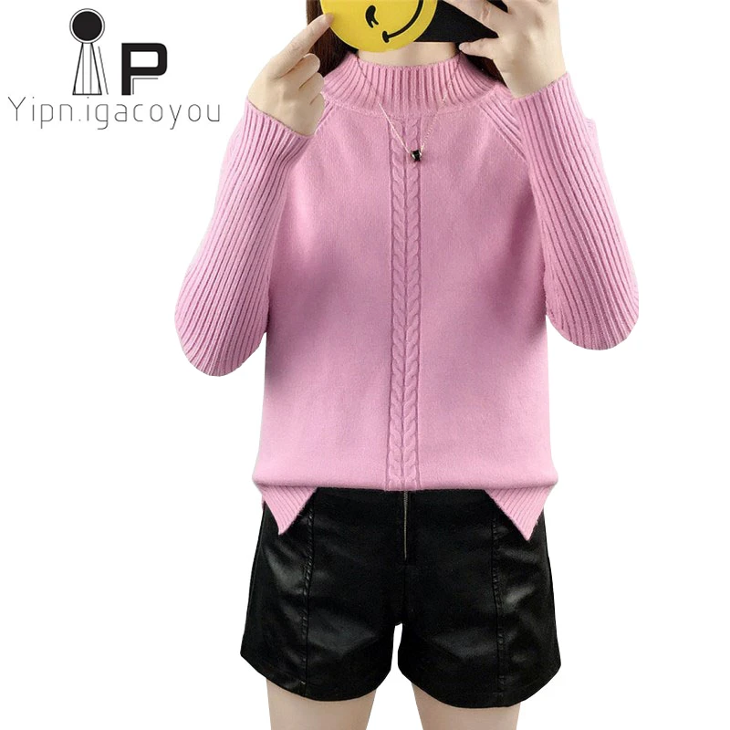 

Fall Winter Sweater Women Knitting Tops Turtleneck Pullover Large size Slim Jumper Ladies Knitted Sweater Thick Female Knitwear