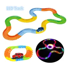 Glowing Race Car Twister Track DIY LED Flashing Light Tracking Rail Glow in the Dark Flexible Railway for Mini Cars Kids