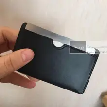 Кожаный чехол для карт из нержавеющей стали/металлический чехол для визиток зеркальная отделка кожаный чехол для карт с бесплатной доставкой цена