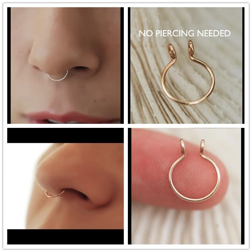

Best Selling New European and American Fashion Jewelry Gold Plating No Piercing Needed Nose Ring Nose Nail for Women Girls