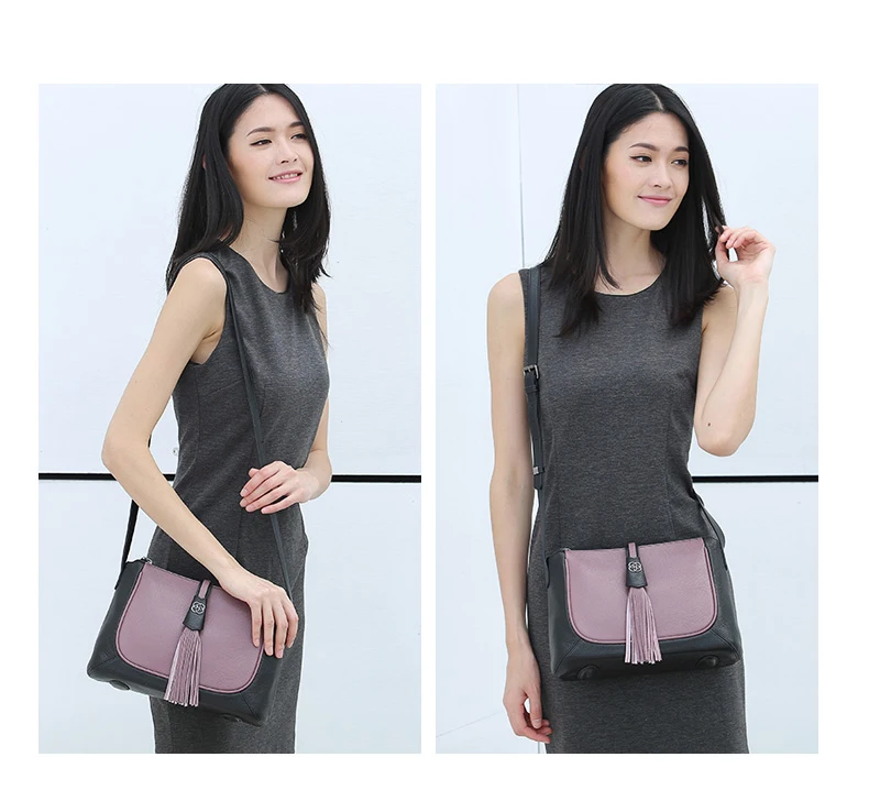 100%Top Cow Genuine Leather Women Handbag ShoulderBags Authentic Female Tassel Bag LadyTote Bag Fashion Brand Girl Messenger bag     H51240555 (5)