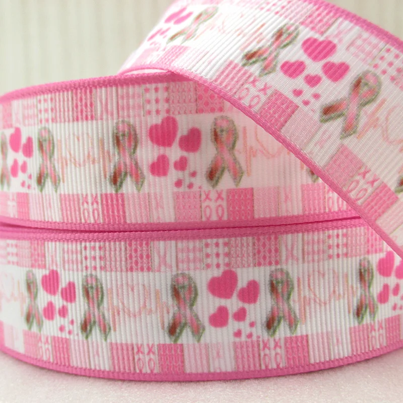 

(5yds per roll) 1"(25mm) disease high quality printed polyester ribbon 5 yards,DIY handmade materials,wedding gift wrap,5Yc1607