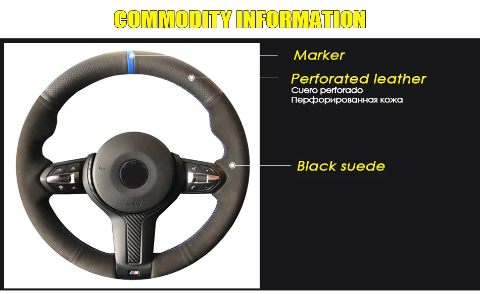 Steering Wheel Cover for BMW M3 M4 2014 2015 2016 F31 428i 2015 F30 320d 328 330i 2016