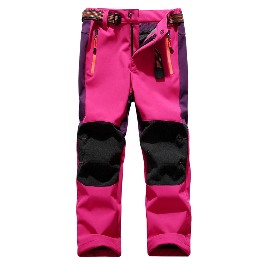 Горные Детские Зимние флисовые походные брюки, Молодежные Детские уличные водонепроницаемые походные лыжные брюки VC012