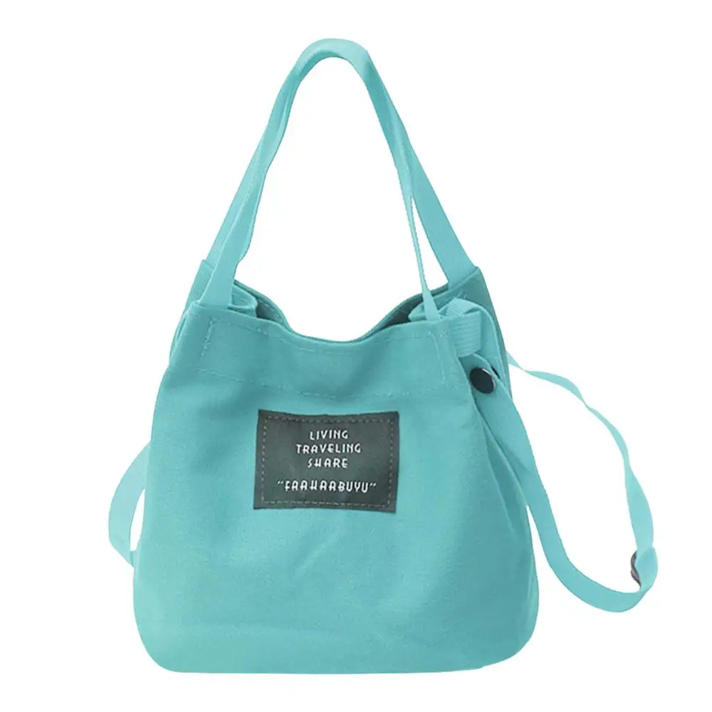 

Girls Female Letter Print Shoulder Messenger Bucket Handbags Women Canvas Small Shopping Casual Crossbody Top-handle Bags