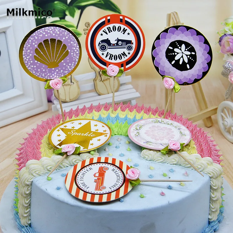 New 6pcs Fashion Style Cake Toppers Food Picks Cake