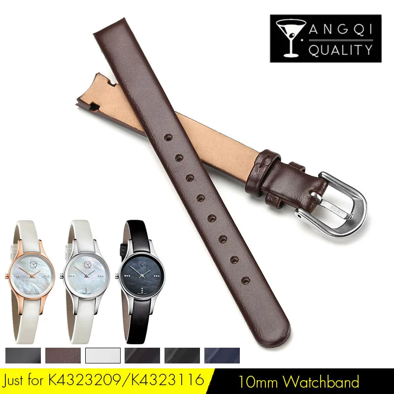 Women Watches 10mm Genuine Calf Leather Watchband Belt For Calvin Klein CK Watch K4323209 K4323116 Watchstrap Bracelet +Tools