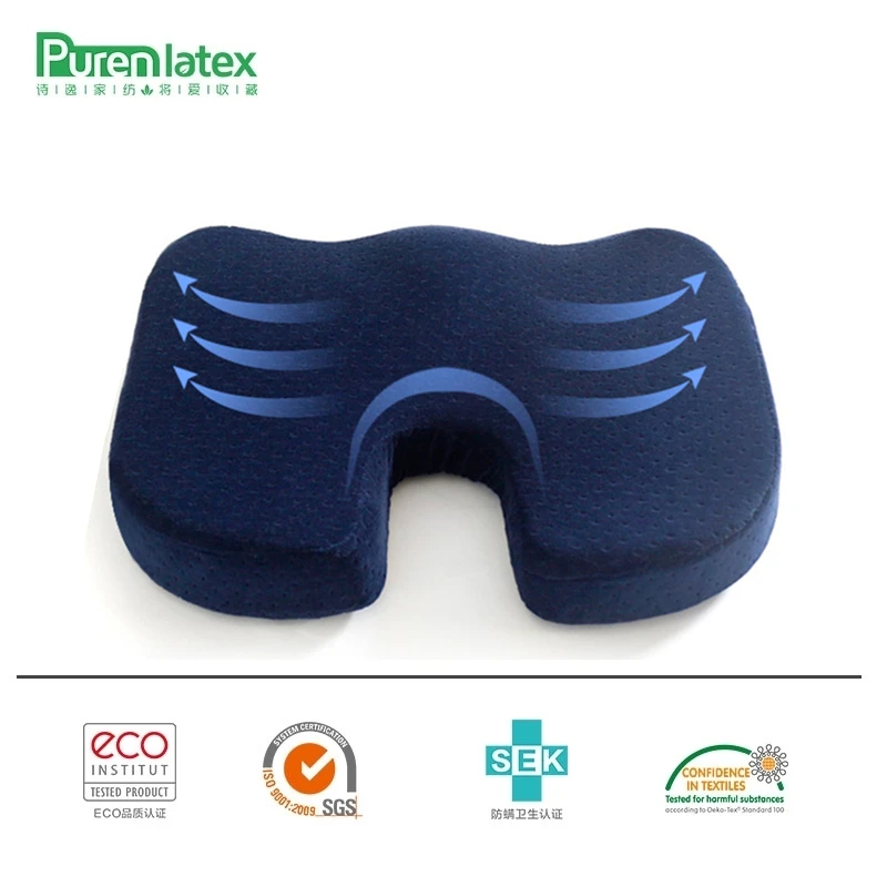 Baratos PurenLatex 45*35*7 en forma de U sofá de espuma con memoria suave silla de oficina caderas almohada cojín Lumbar Coccyx proteger