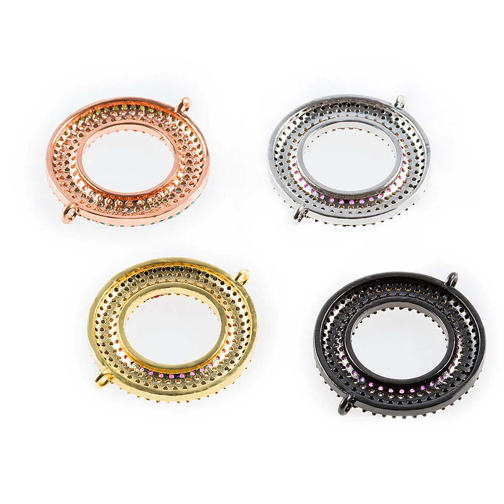 0,9* 1.0in кольцо Diy ювелирный браслет ожерелье для изготовление ручной работы аксессуары латунь, цирконий браслет соединитель круглое отверстие для поиска