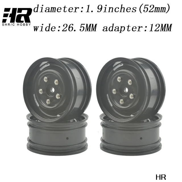 Best Offers 4pcs RC Car 1:10 Wheel Hub Metal 1.9inch(52mm) wide26.5mm adapter12mm Crawler Axial SCX10 90046 90047 TAMIYA CC01 RC4WD D90
