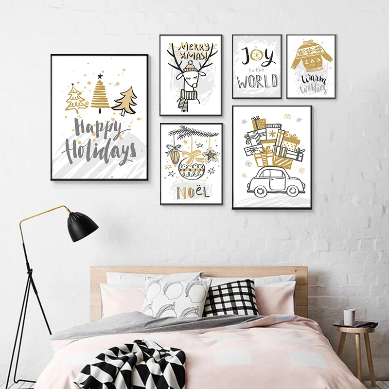 

Gohipang Nordic Canvas Painting Festival Christmas Posters Prints Art Pictures Wall Decor kids Bar Kitchen Hotel Living Room