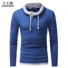 2017 Autumn New Personality Turtleneck Casual Slim Fit Solid Color Red Black Long Sleeve T-shirt Men Cotton Streetwear T shirt