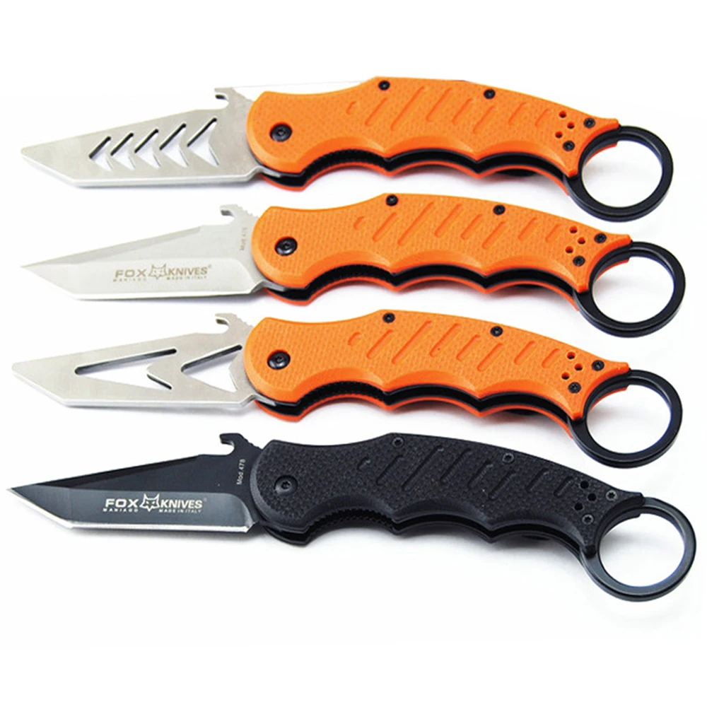

DuoClang Fox Folding Claw Knife Karambit Knife 5CR13 Stainless Steel G10 Handle Outdoor Camping Training Karambit Knife
