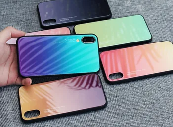 

For Vivo X23 Premium Gradient Aurora Tempered Glass Hard Back Phone Cover For Vivo X23 Ultra Thin Smooth Soft Bumper Slim Case