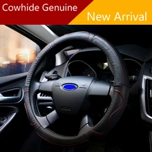 LUNASBORE Adaptado Para Volante Cubierta Del Volante Del Coche de Cuero Genuino 38 cm 36 cm 39 cm para Opel Astra Ford Focus 2 3