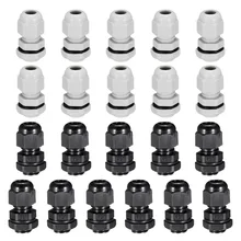 Uxcell PG7 21 шт. черный, белый цвет пластиковый кабельный ввод из линаня тройников с набивкой для 3-6,5 мм дя кабеля. Диапазон провода