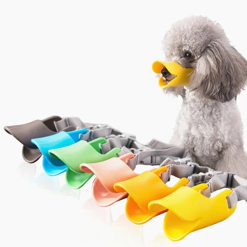 Dog Muzzle Silicone Cute Duck Mouth Mask Muzzle Bark Bite Stop Small Dog Anti-bite Masks For Dog Products Pets Accessories 1pcs