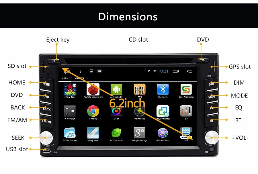Top 2 Din Android 8.1 Car PC Tablet double 2din Audio 7