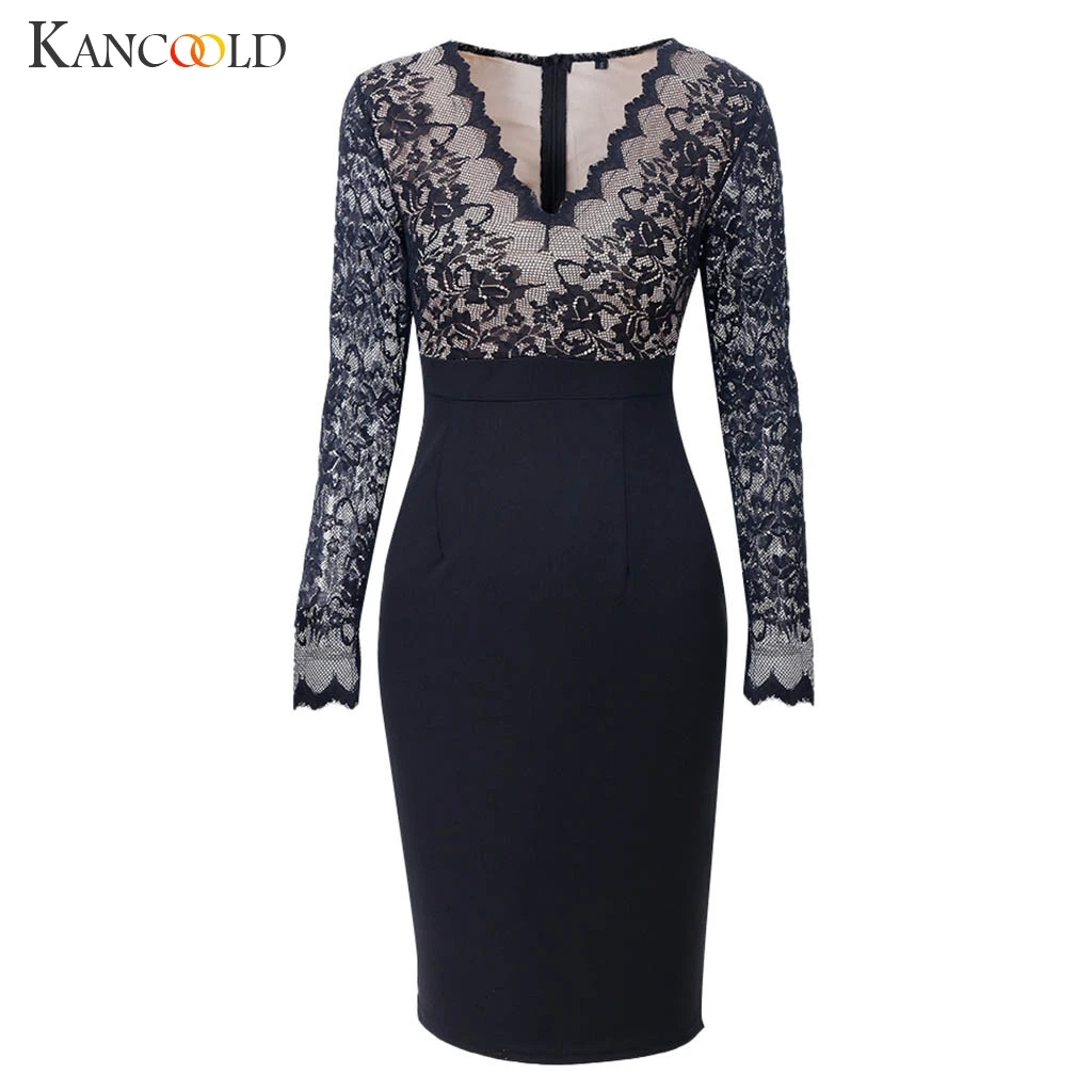 

KANCOOLD Dress Women Vintage Princess Floral Lace Patchwork Dress Party Aline Swing fashion Dress women 2018NOV30
