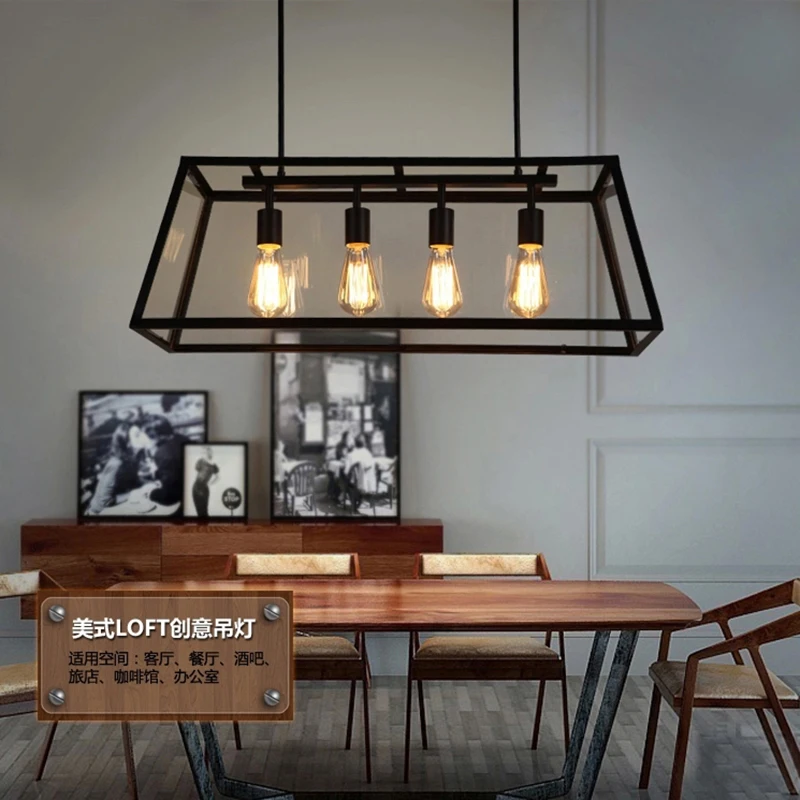 

Black Vintage Industrial Pendant Light Loft Style Lights Nordic Retro Lamps Spider 4 Heads Edison Dining Living Room Lamp