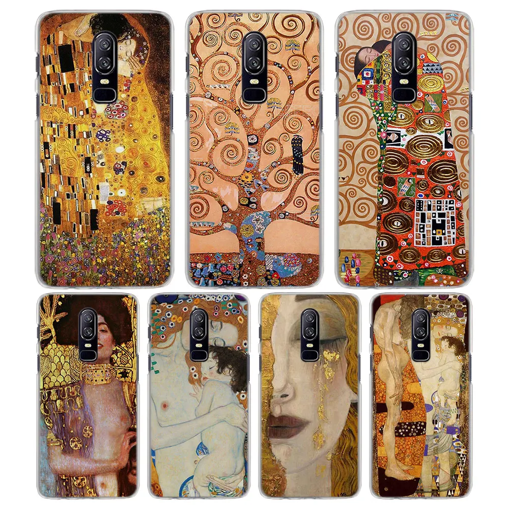 

for OnePlus 6 5T case the kiss Gustav Klimt Pattern Transparent frame Hard back Case Cover for Oneplus 5T 6 phone case
