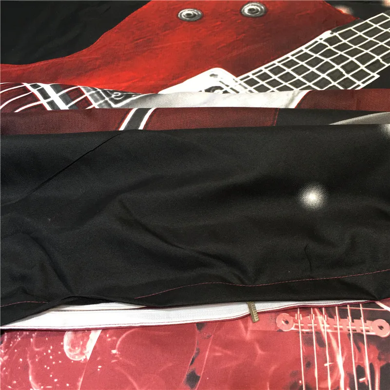 3D Модный комплект постельного белья с музыкальными нотами, черный, красный, гитара, одеяло, пододеяльник, полный размер, двуспальное покрывало, простыни, наволочка
