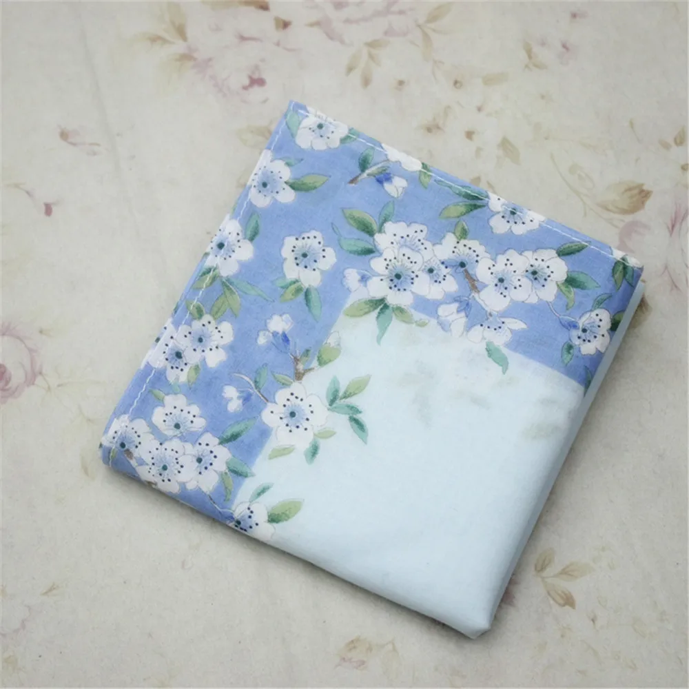 HMS 1pc 43x43cm Women Lady Girl Cotton Square Handkerchief Sweat Towel Printed Flower FM01