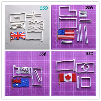 

Canda America Australia Flags Design Cookie Cutter Set Custom Made 3D Printed Cake Tools