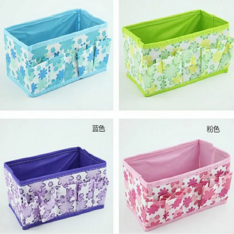  Bling Recommend Cheap New 1Pc 18*10*10cm Flowers Woven Cloth Cosmetic Storage Box Multi Color Gift 