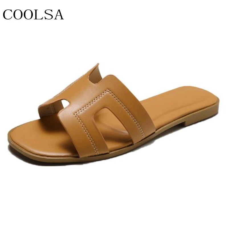 

COOLSA Women's Summer Beach Flip Flops Fashion Outside Solid Slippers Home Hotel Indoor Shoes Women Slides Cute Open Toe Sandals