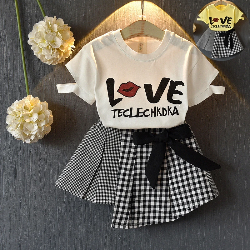Girl clothing set kids clothes suit children print O-neck T - shirt short skirt kids fashion toddler girls summer clothing set Girl clothing set kids clothes suit children print O-neck T - shirt short skirt kids fashion toddler girls summer clothing set