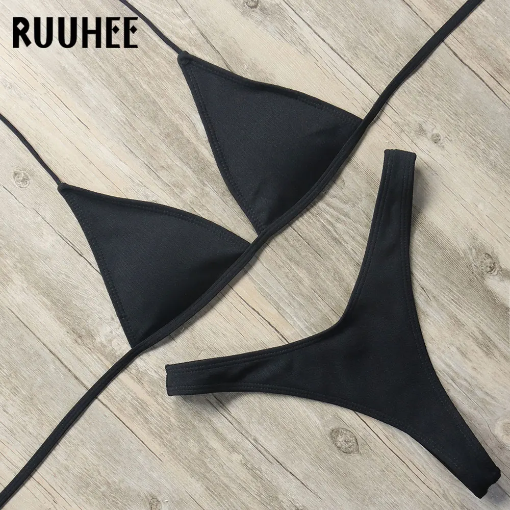 

RUUHEE New Halter Bikini Swimwear Women Swimsuit Bathing Suit Sexy Micro Bikini Set 2018 Brazilian Female Beachwear With Padded