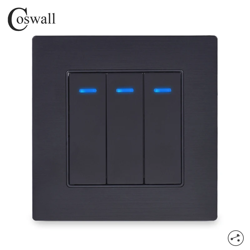 Настенный светильник ель света Coswall переключатель из черного алюминия с LED