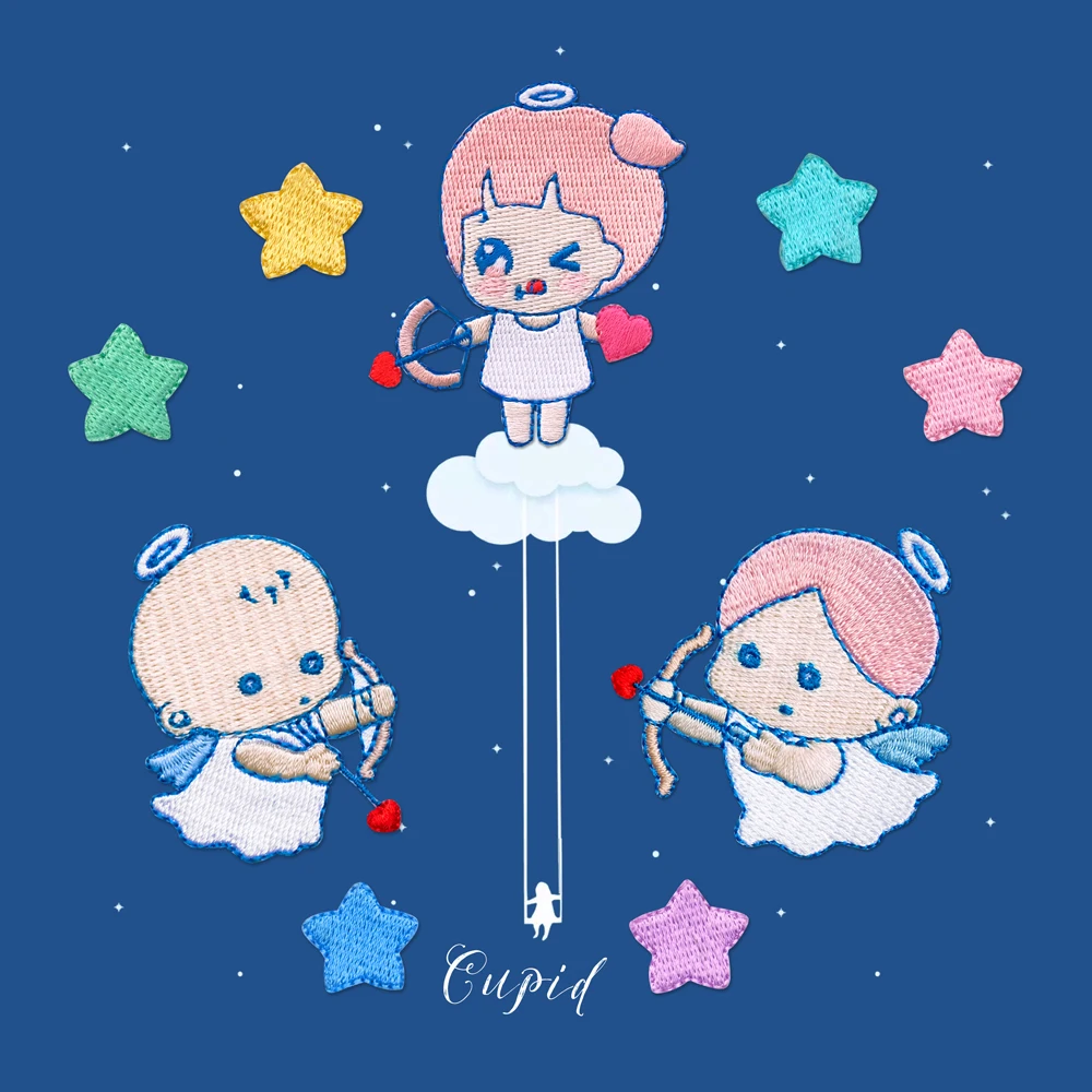 Ahyonniex Patch Embroidered Patches Kids Girls Star Cupid Patch Stick