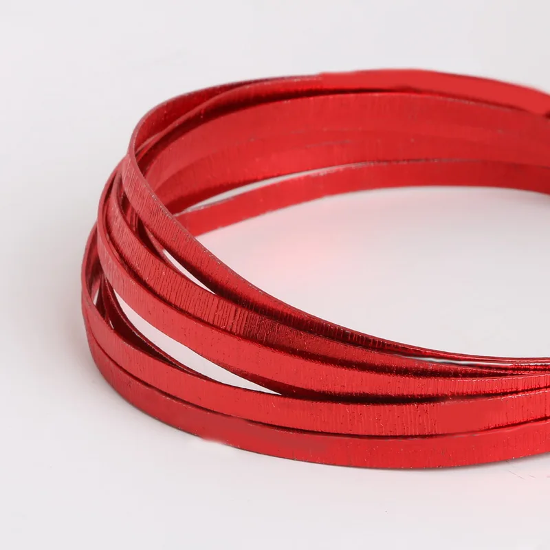 Ювелирный шнур Плоский рельефный алюминиевый провод 3 м/лот 5 мм x 1 мм(толщина 3 мм ширина 1 мм) Мягкая металлическая флористика проволока для рукоделия - Цвет: red