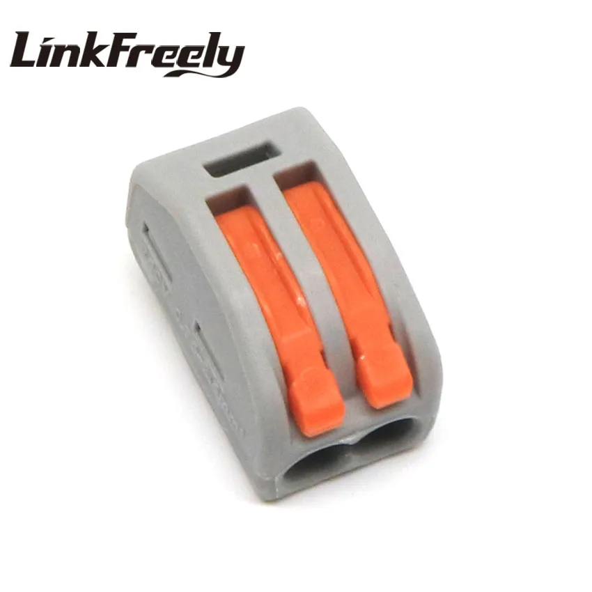 

PCT-212 100pcs Quick Wire Connector Teminator Lug 32A 400V 0.08-2.5mm^2 Spring Faston Terminal Block Connector Set Electric