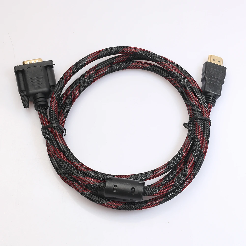 1,5 м HDMI папа-папа 15 Pin VGA кабель HDMI в VGA разъем адаптер конвертер нейлоновый плетеный кабель для компьютера HDTV