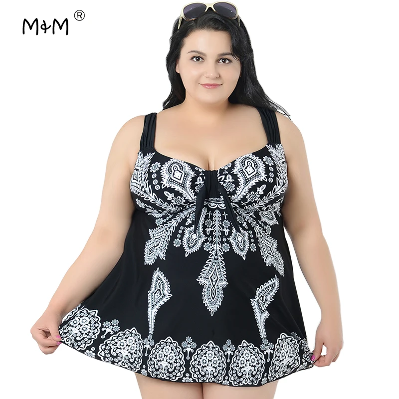 M&M Black Women Swim Wear 2017 One Piece Super Euramerican Padded Suit Bottom Monokini Print Plus Size Swimwear Diamond Swimsuit plus-size-black-swimsuit