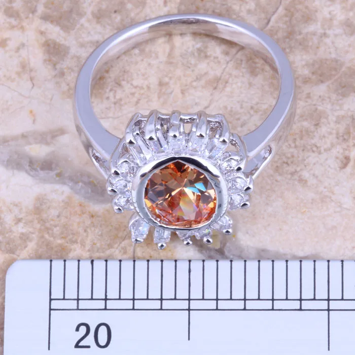 Эксклюзивное женское Ювелирное кольцо цвета шампанского Morganite белое CZ с