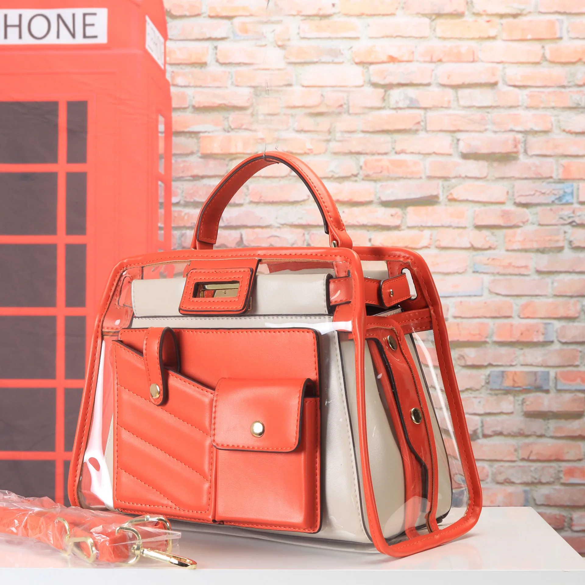 

Ladies Composite Bag Women Handbag Transparent Show Explosive Clear European And American Luxury Designer Hot Sale Multi-pocket