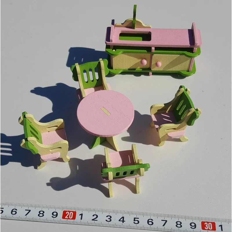 W002 جديد الأطفال هدية لعبة أطفال خشبية أثاث بيت الدمية مجموعة diy ألعاب تعليمية المطبخ 1 مجموعة